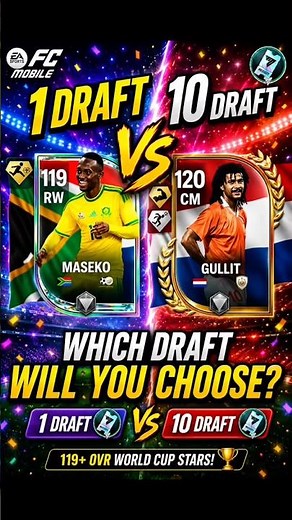 1 DRAFT 🆚 10 DRAFT 🤯 120 OVR Gullit vs 119 OVR Maseko! #fcmobile #shortfeed #shorts #fifa .