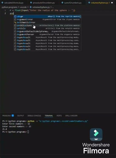 Volume of sphere using Python programming language #pythonprogramming #robotics #msrobotics
