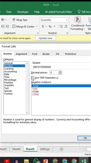 Excel Trick: Convert E+12 Scientific Numbers to Full Values #shorts #excel