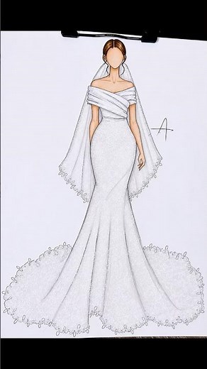 Wedding dress tutorial 🤍💃🏼. #drawing #fashionndesigns #easydrawing #art #fashion #explorer