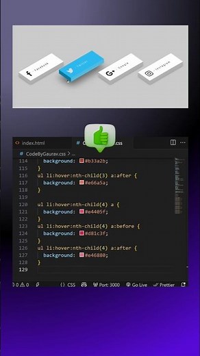 🧊 3D Social Media Buttons with Hover Animation | HTML & CSS #webdevelopment #coding #animation #css