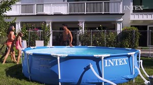 INTEX 12'x30" Metal Frame Above Ground Pool, Filter, Cover & Cleaning Kit