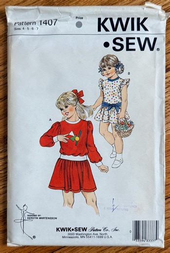 Vintage 1980s Girls Knit Dress Sewing Pattern - Kwik Sew 1407 FF (size 4-5-6-7) - Etsy