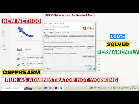 Microsoft Office is not Activated Error | Product Key Activation Failed | Excel not working problem