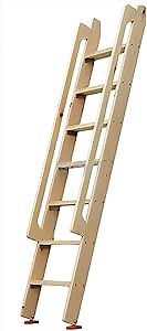 LZMZMQ 3 4 5 6 Steps High Bed Wooden Ladder with Handrail for Kids/Disabled/Elderly, 100 125 150 175 Cm Loft Cabin Camping Twin Bunk Beds Ladders/Only Angled Ladder(Wood Color,125cm/4.1ft/49.2inch)