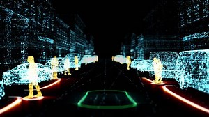 Autonomous electric car, Lidar radar assistance technology. 4K UHD Animation