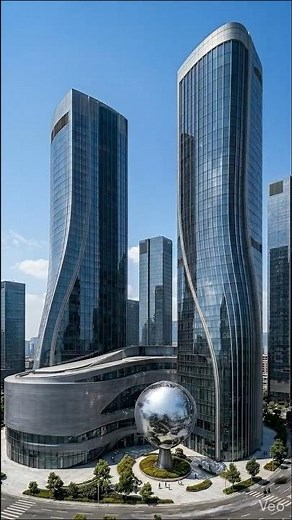 Futuristic Twin Skyscraper Construction Timelapse Mega Modern Glass Tower Build from Foundation