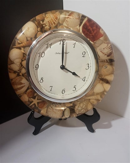 Vintage Sterling & Noble Shell Resin Wall Clock 9" Coastal Beach Decor 2004- Works Perfectly! Very Interesting Esthetic- *stand Not Included - Etsy