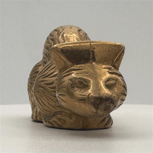 Vintage Brass Cat Figurine Stylized Mid Century Decor Boho Shelf Accent - Etsy