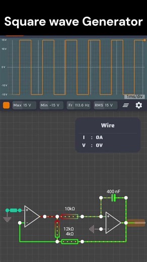 Square Wave Generator Using Op-Amp IC ⚡Electronics Basics | Op-Amp Oscillator #electronic #science