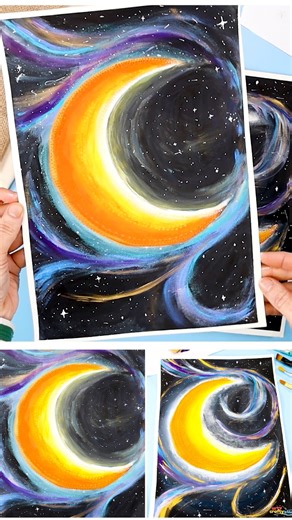 Beginner Acrylic Crescent Moon Painting 🌙🎨 This step-by-step tutorial breaks acrylic painting down into simple, manageable stages, making it ideal for beginners and children. It’s a great way to explore blending, brush control, and creating light and contrast in a night sky without feeling overwhelmed. Perfect for home education, classrooms, or relaxed creative time. #artycraftykids #artlessons #acrylicpainting #paintingtutorial | Arty Crafty Kids