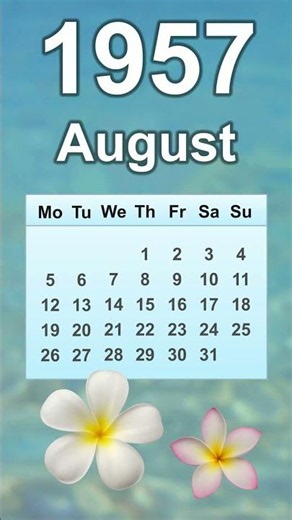 August 1957 Calendar