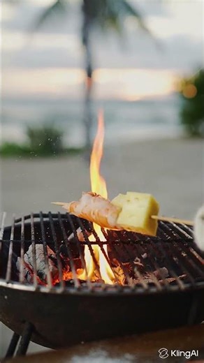 "Sunset BBQ: Tropical Shrimp Skewers by Master Chef Tebby 🌅🦐#Shorts#ASMR #AIVideo