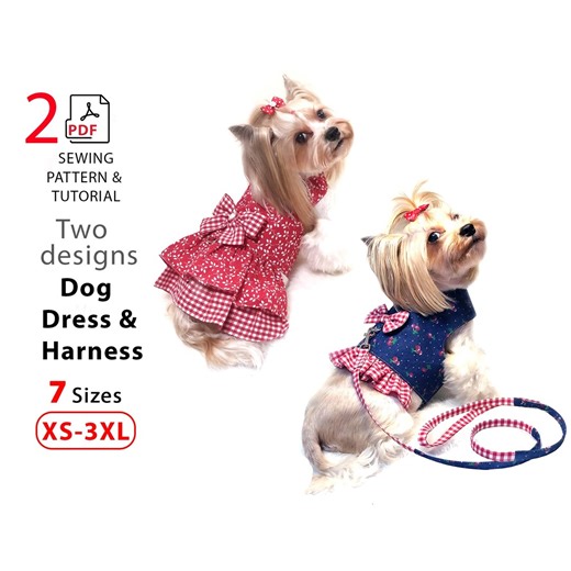 Bundle Dog Dresses Sewing Pattern – Harness and Harness With Leash 7 Sizes (PDF Download)   Step-by-step Tutorial - Etsy