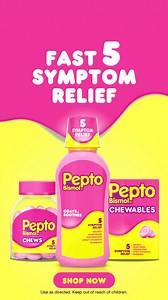 Fast 5-Symptom Relief! Pepto's got your back with Liquids, Chewables, Panchews, and more | Pepto-Bismol