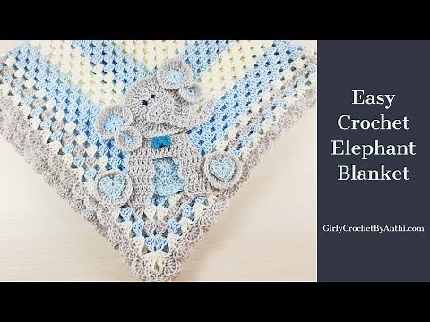 Easy Crochet Elephant Baby Blanket / Granny Square Blanket / Tutorial #41