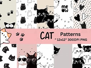 Cat Pattern Digital Paper Pack:scrapbook & Craft Designs (PDF Download) - Etsy Canada