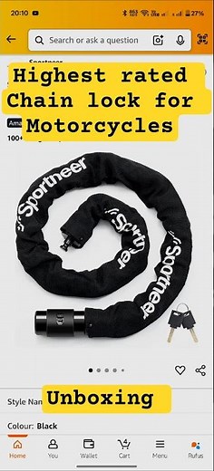 Sportneer bike chain lock|highest rated on Amazon|#unboxing #motorcycle #bikelock #bikelover #safety