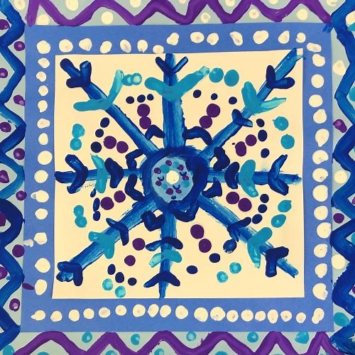 Radial Snowflake Art Lesson for kids - Leah Newton Art