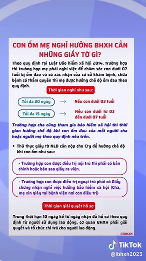 Hướng dẫn hưởng BHXH cho con ốm 2024