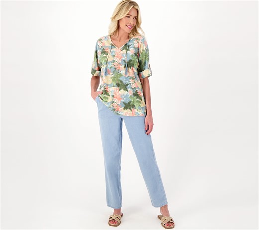 Denim & Co. Original Waist Stretch Petite Side Pocket Pant-Core - QVC.com