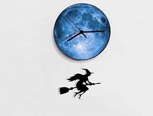 Halloween Witch Swinging on the Moon 2 - Pendulum Wall Clock