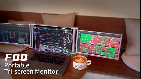 Laptop Screen Extender, 14" FHD 1080P IPS Triple Screen Laptop Monitor Extender 13.5–16.5 inch, Portable Extended Monitor Compatible with Windows and MacOS, Grey