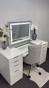 VANITY COLLECTIONS on Instagram: "Doing the viral ikea vanity table Create the look From IKEA ⬇️ 2 x Ikea Alex 5 drawer units 1 x Komplement glass shelf ( 75cm x 58cm ) 1 x Komplement white pull out shelf (75cm x 58cm ) ⚠️ We love the look this gives but would highly suggest reinforcing the strength of the shelf connections to your drawers. Especially if placing a heavy mirror on top 💪 We have just set up here for display purposes. FROM US ON OUR WEBSITE ⬇️ The best part - Our drawer inserts in
