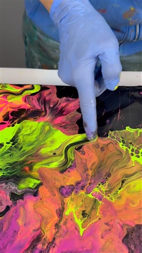 CORAL REEF FLUID ART🪸🐠 Neon Dutch Pour Painting #shorts #abstractart #fluidart #acrylicpainting #art