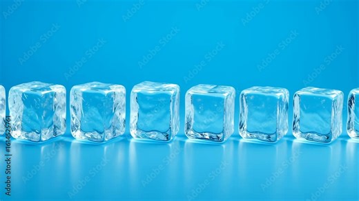 Climate data visualization. Ice cube line blue background with clear transparent cold texture creating cool refreshing appearance and frozen water blocks