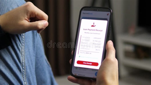 Close-up of a Person Using a Secure Mobile Banking App To Pay a Personal Loan. Modern Fintech Interface Showing a Stock Video - Video of fintech, personal: 452951309