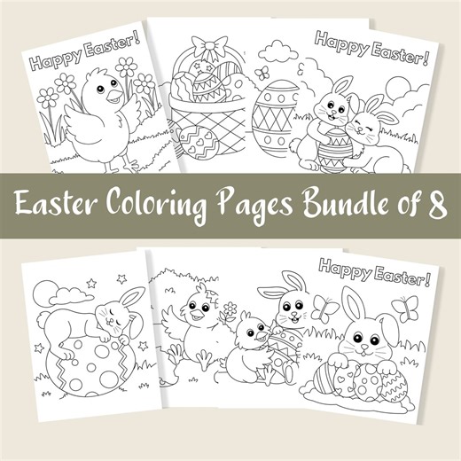 8 Easter Printable Coloring Pages for Kids Toddlers Preschool Kindergarten, Digital Download Coloring Page, Printable Coloring Book - Etsy