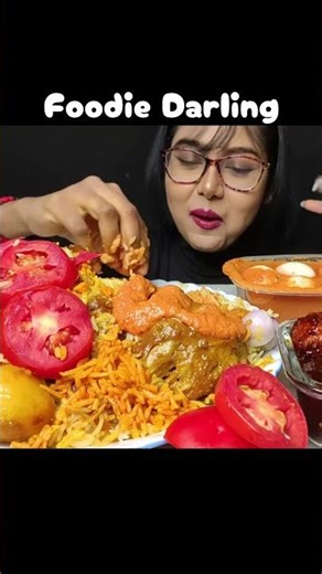 ASMR: EATING SPICY EGG CURRY 🔥 CHICKEN BIRYANI || #shorts #mukbangn#asmreating #mukbangasmr#asmr