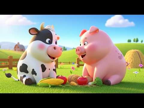 Cow vs Pig 🐮🐷 Big Food Challenge on the Farm 🍎 | Fun Adventure for Toddlers & Kids