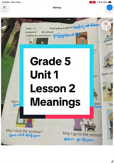 Grade 5 Unit 1 Lesson 2 meanings #teacheraliceenglishsharing #fyp #telegramchannel #english #tiktokmyanmar