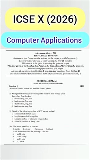 ICSE Computer Applications 2026🔥|Important Questions#icse#computer#exam #2026#shorts#trending#viral