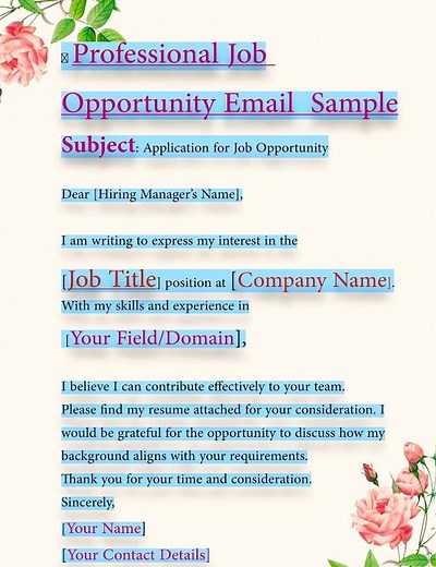 How to Write a #Professional Job Email Format JobApplication #JobOpportunity #CareerTip #coverletter