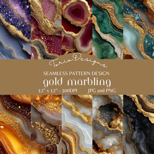 Gold Marbling : 10 Seamless Pattern , Digital Paper, Gold, Background, Marbling, Pattern, Elegant, Fluid, Marble, Ink, Swirl - Etsy