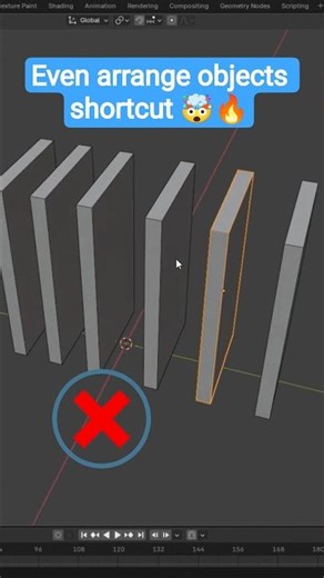 Blender Even Object Spacing Shortcut 🔥 | #shorts #reels