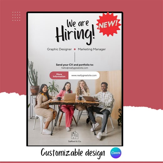 Editable Hiring Staff Flyer Template | Helpers Required Vacancies Poster | Printable Social Media Job Ad - Etsy