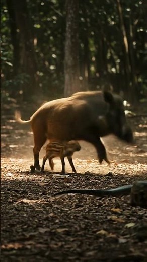 Brave Wild Pig vs Anaconda #WildPigVsAnaconda #WildlifeStandoff