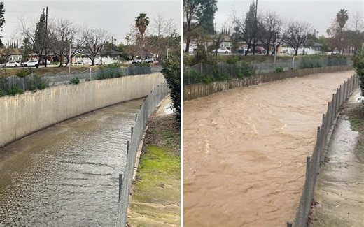 Before and after photos show growth of Los Angeles River from historic storm