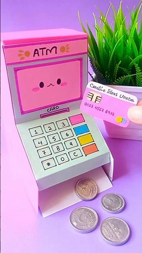DIY miniature ATM machine 🤑💰 DIY paper craft for school project #art #shorts #diy