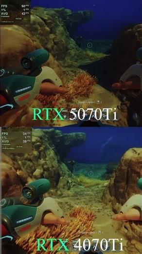 RTX 5070Ti vs RTX 4070Ti in Subnautica 2. #benchmark #gaming #fps #rtx5070ti #subnautica2 #rtx4070ti