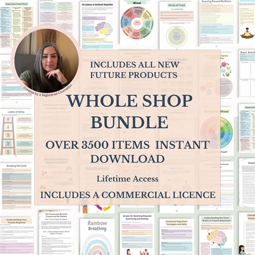 Whole Shop Bundle for Therapy | Worksheets Posters, Cards Instant PDF Download - Etsy