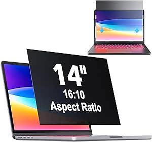 Removable Laptop Privacy Screen 14 Inch 16:10 Anti Glare Blue Light, Laptop Screen Protector 14 Privacy Shield Compatible with Dell Lenovo Thinkpad Hp Elitebook Asus Acer Thinkpad