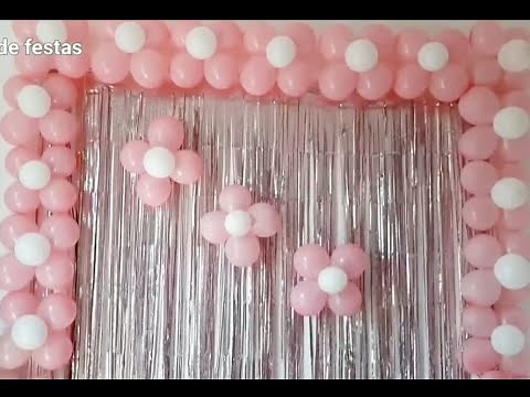 Como colocar balão na cortina -decoração com balões simples.