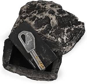 Hide a Spare Key Fake Rock,Cash Hider,Decoration Safe Holder,Hide A House Spare Key Lock Box (Black)