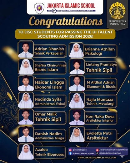 Selamat kepada Siswa JISc yang Diterima di UI 2026