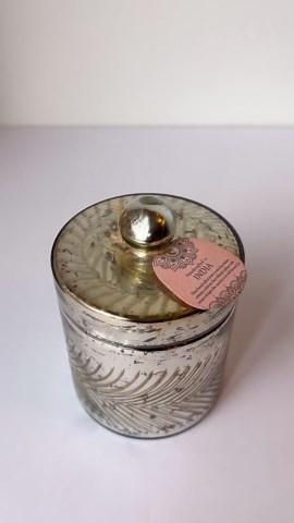 Handcrafted Mercury Glass Canister, Etched Leaf Pattern, India Vanity Jar - Etsy UK